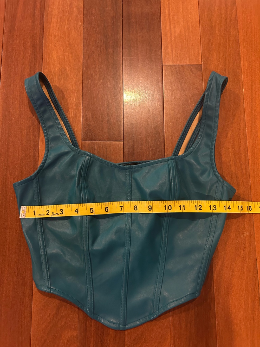 Simply Jules Faux Leather Teal Corset Crop Top size M - Picture 5 of 8